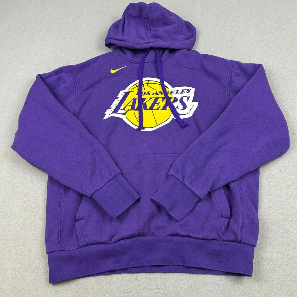 Los Angeles Lakers Hoodie Men Medium Purple Nike Pullover Sweatshirt Logo NBA M